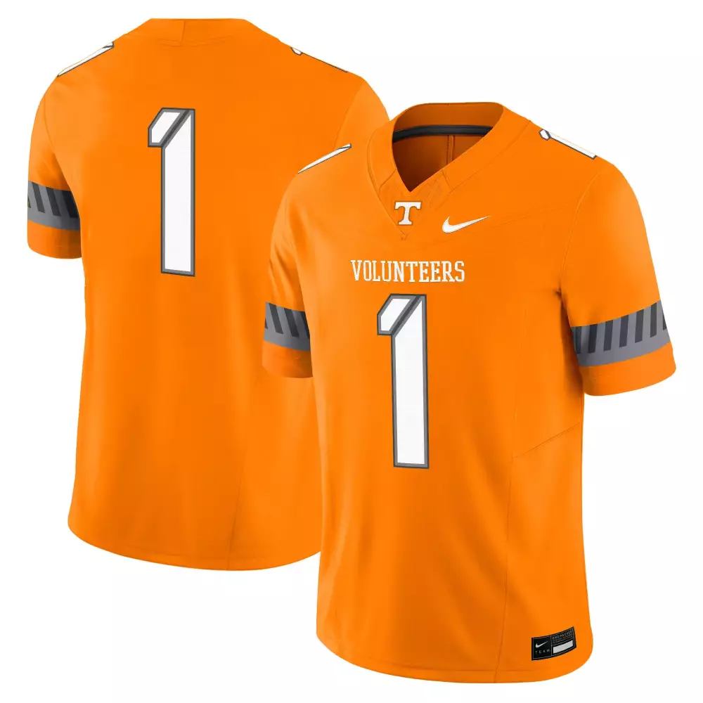 Volunteers 1 Tennessee Jersey Orange Men White Grey Vapor All Stitched