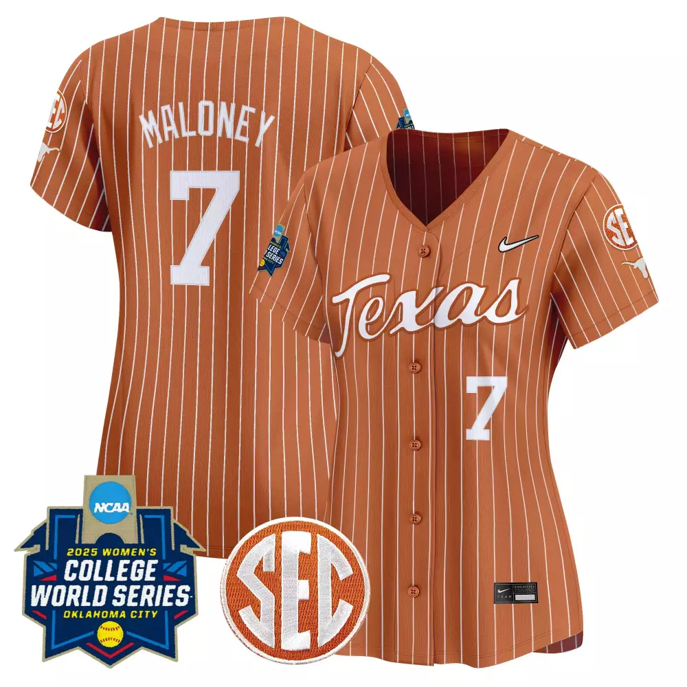 Maloney Wcws 7 Texas Longhorns Jersey Orange Women's College World Series 2025 Women