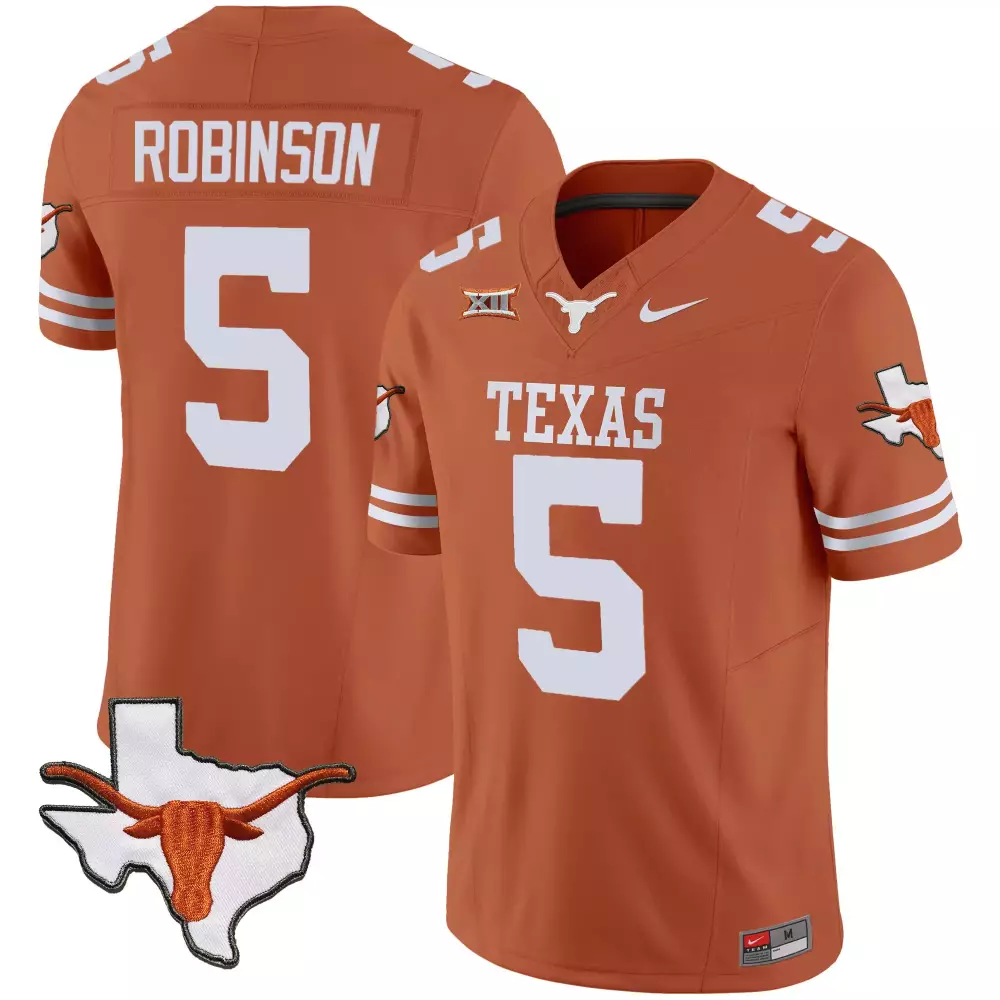 Bijan Robinson 5 Texas Longhorns Jersey Orange State Men White Vapor Limited v3 All