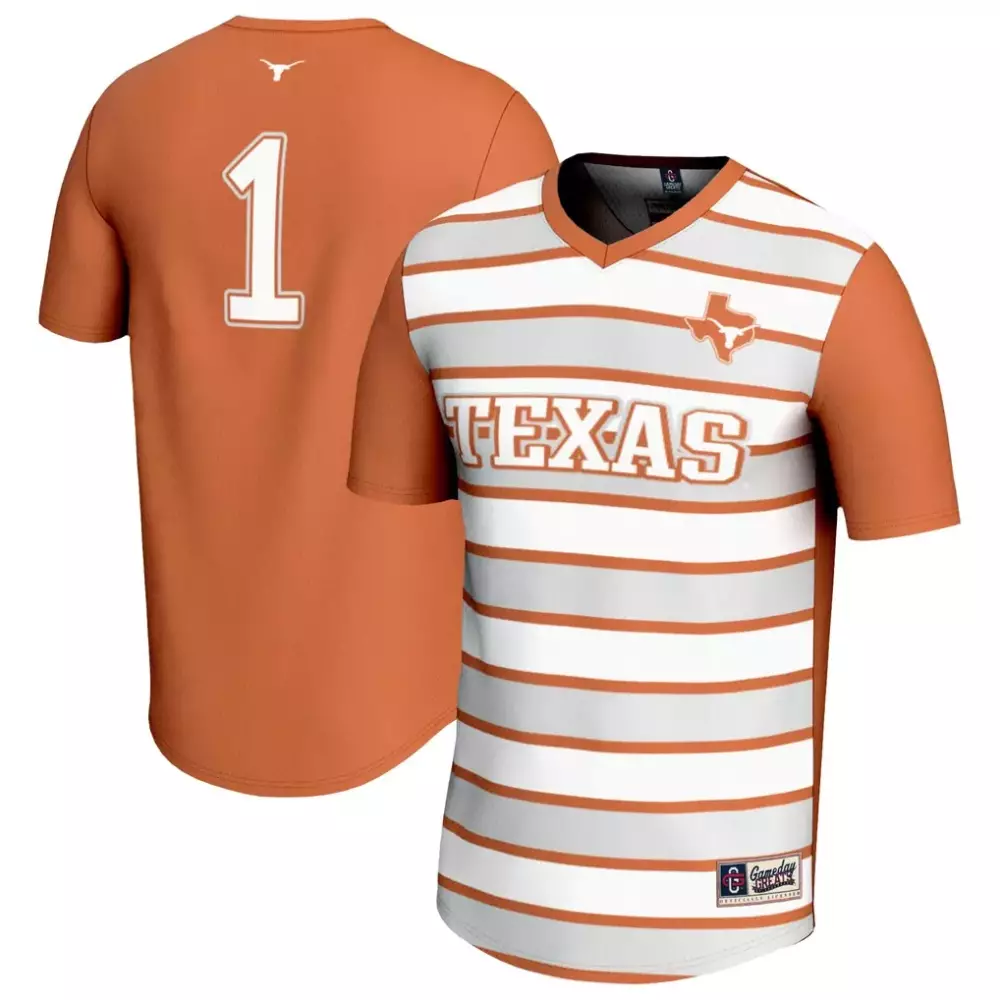 Custom Texas 1 Jersey Orange Gameday Greats Split Design White Grey Unisex Fashion