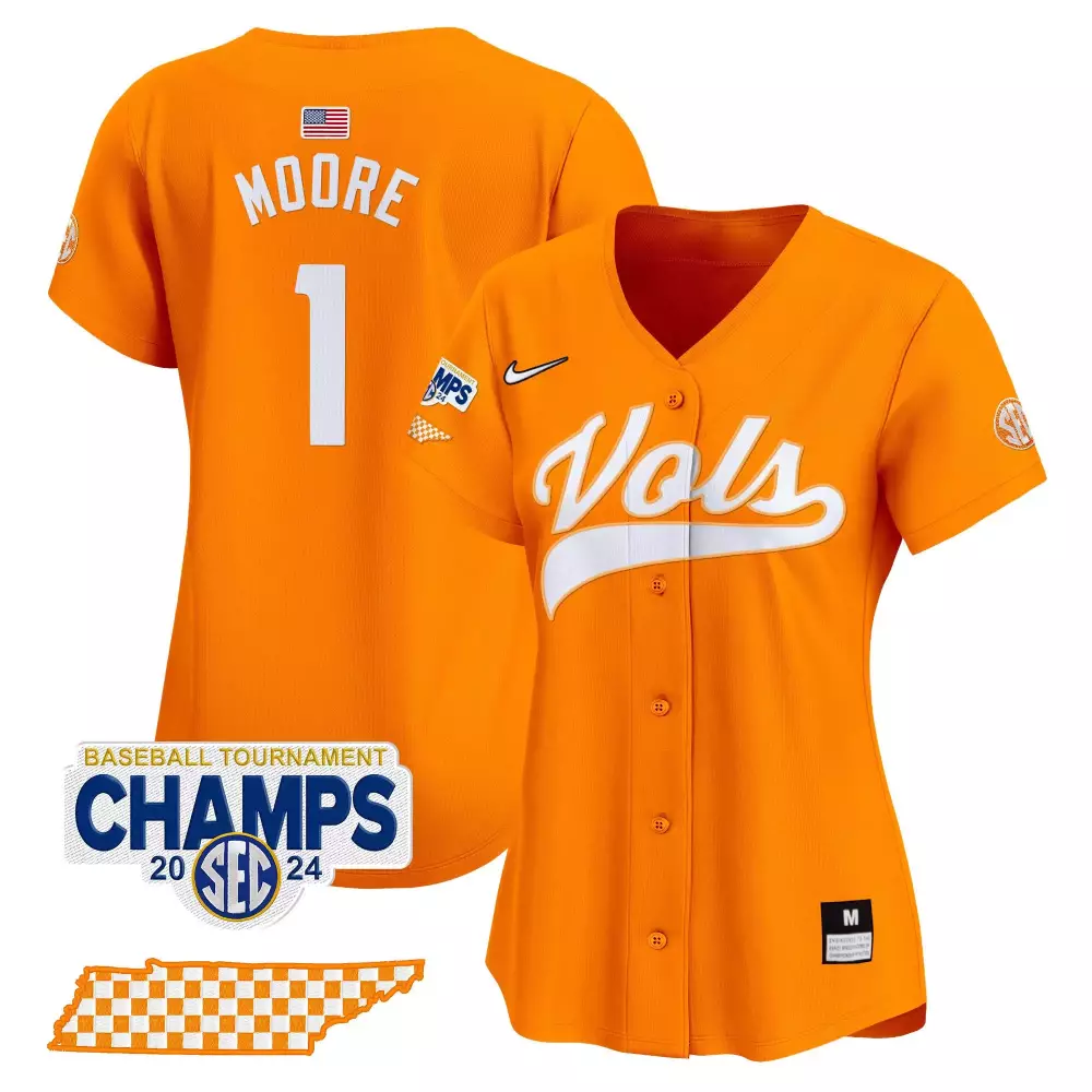 Christian Moore 1 Jersey Orange Baseball Tournament Champions Tennessee Volunteers Mps Championship 2024