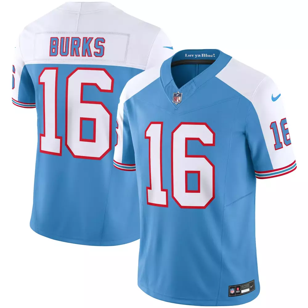 Burks 16 Tennessee Titans Jersey Light Blue Luv Ya Men Authentic Alternate Split Design