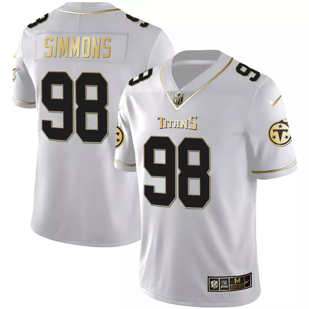 Jeffery Simmons 98 Titans Jersey White Men Alternate Black Gold All Stitched Vapor