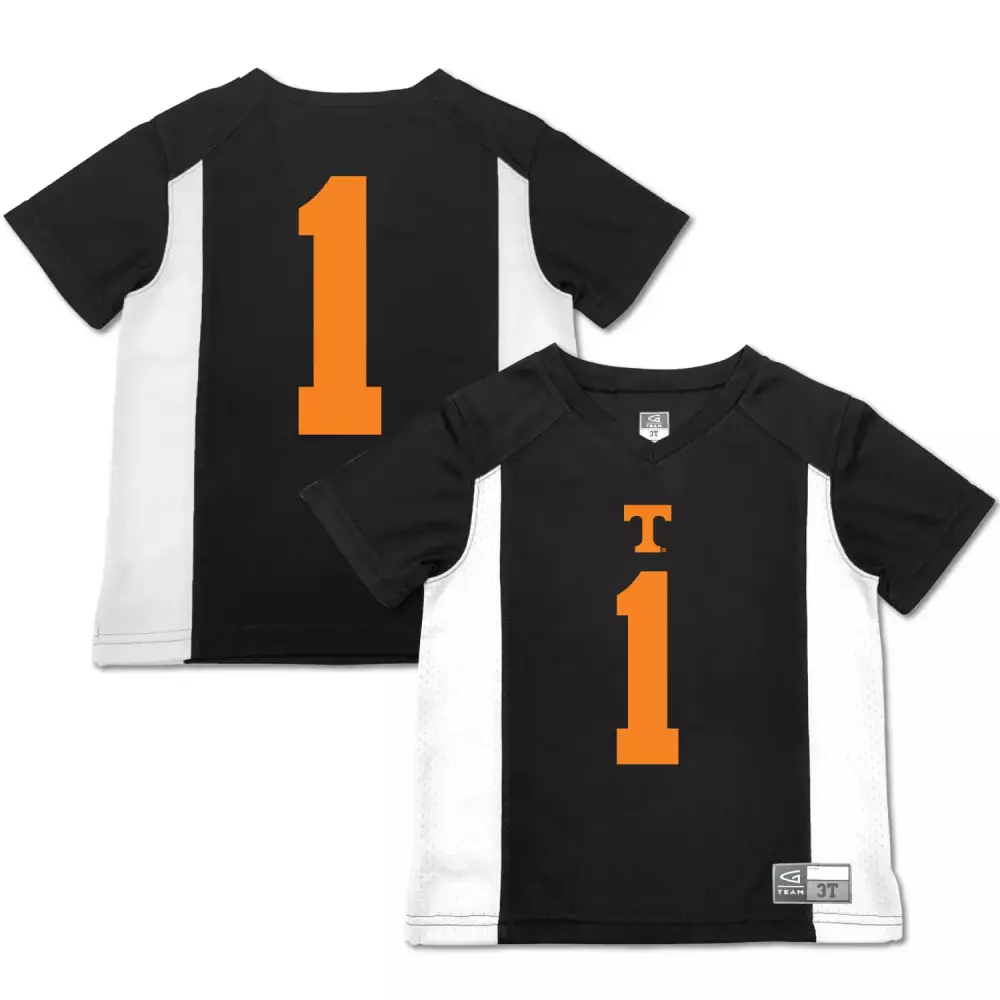 Tennessee Volunteers 1 Jersey Black Kids Split Design White Orange Custom All Stitched