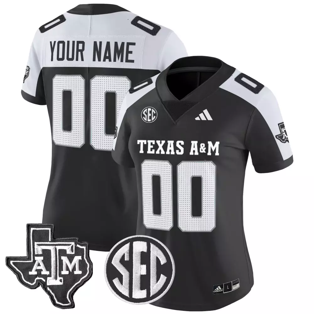 Custom Texas A&m Jersey Black Ncaa 2023 Men White Vapor All Stitched