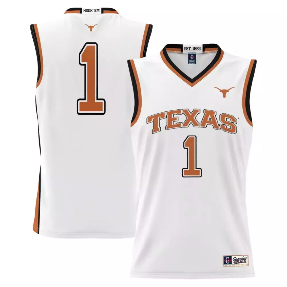 Rodriguez 1 Texas Jersey White Men Orange Black Gameday Replica