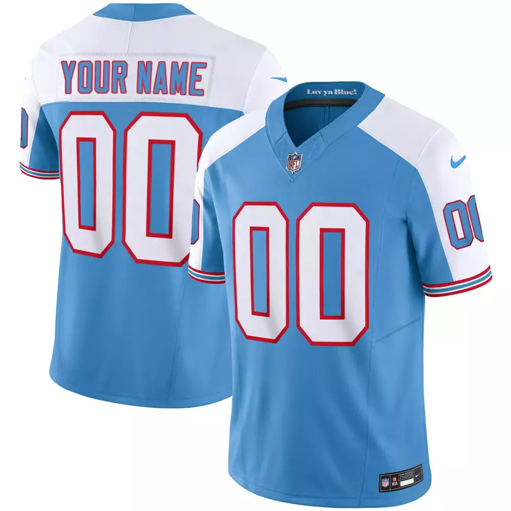 Custom Jersey Light Blue Split White Red Alternate Throwback Limited Vapor All Stitched