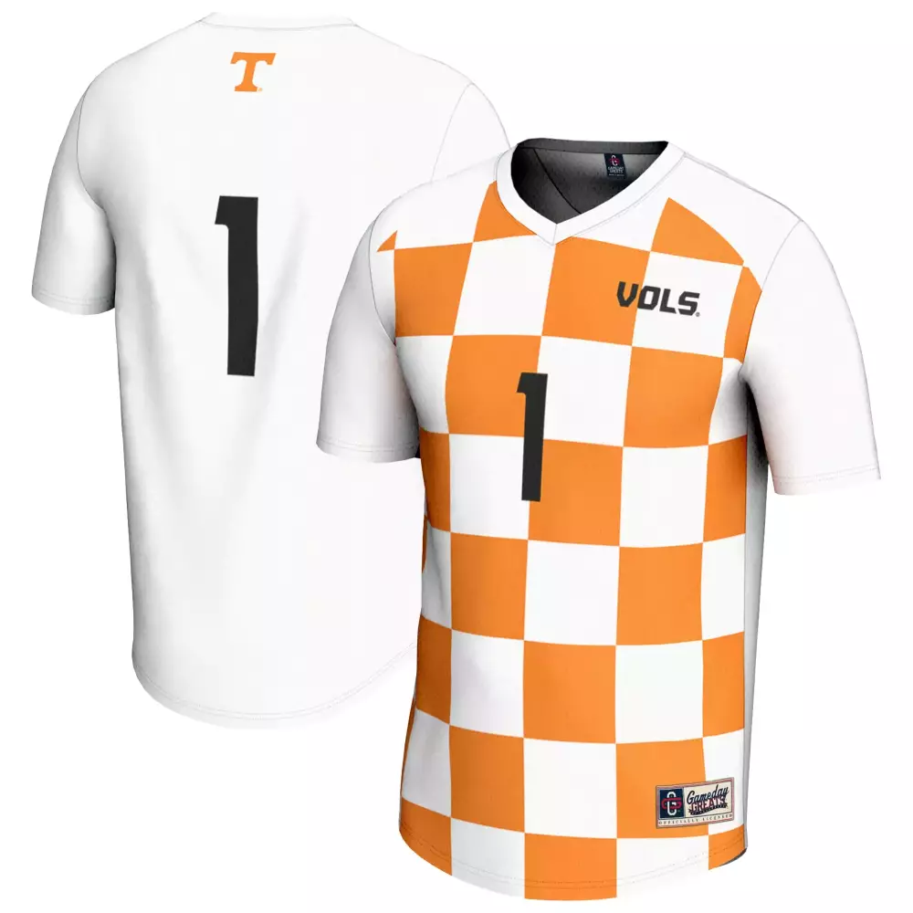Custom Tennessee Volunteers 1 Jersey Orange Gameday Volleyball Split Design White