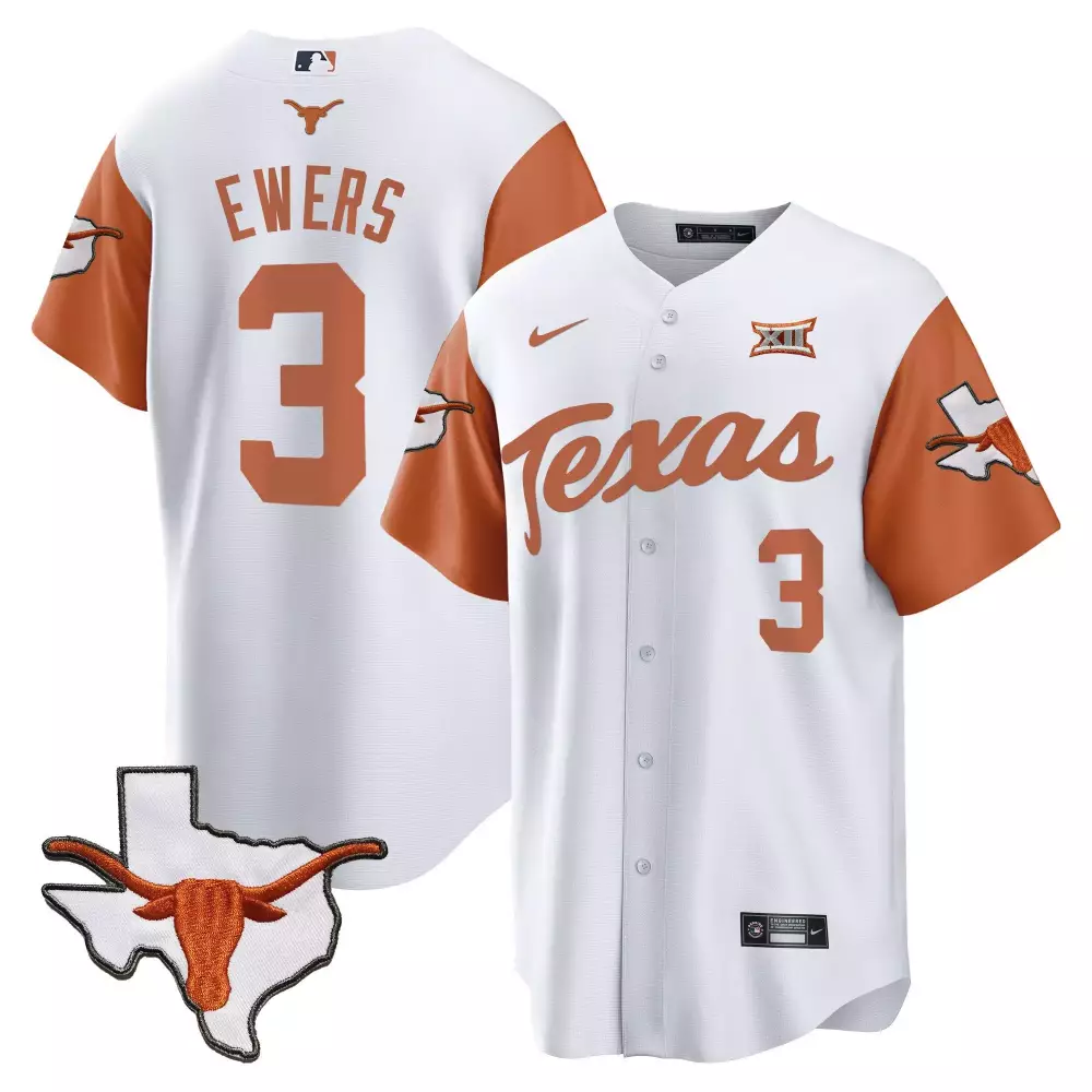 Quinn Ewers 3 Texas Longhorns Jersey White Big Men Orange All Stitched
