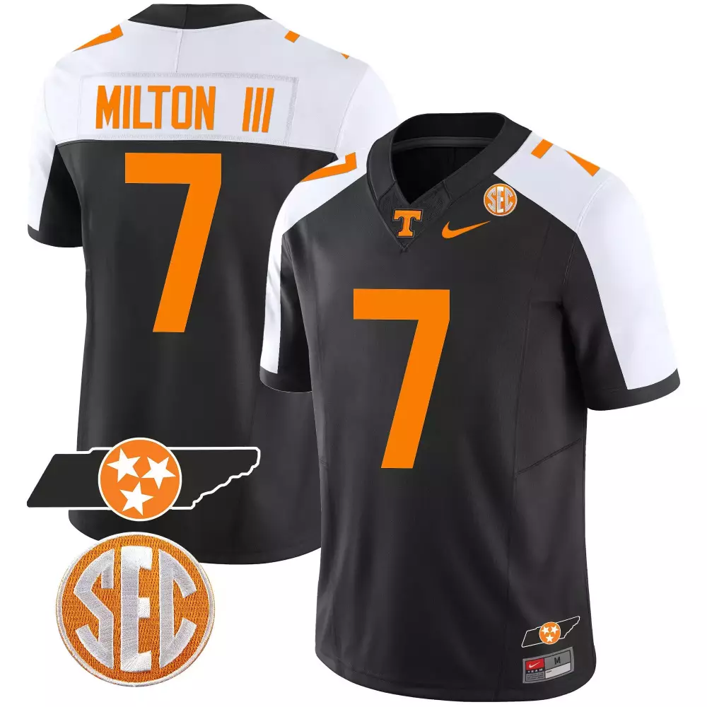 Joe Milton 7 Tennessee Volunteers Jersey Black Men Orange White Alternate Stitched