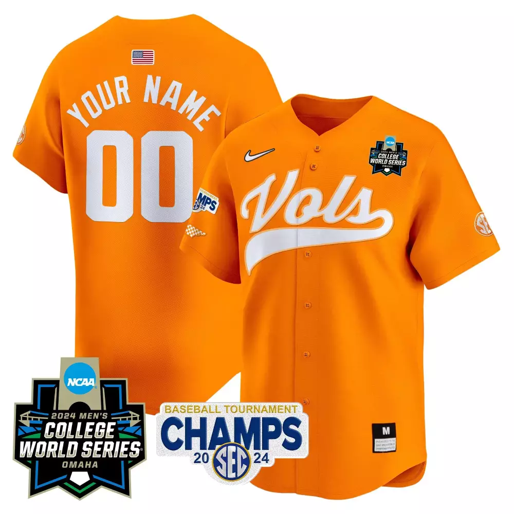 Custom Tennessee Volunteers Jersey Orange 2024 Men's College World Series Mps National Championship