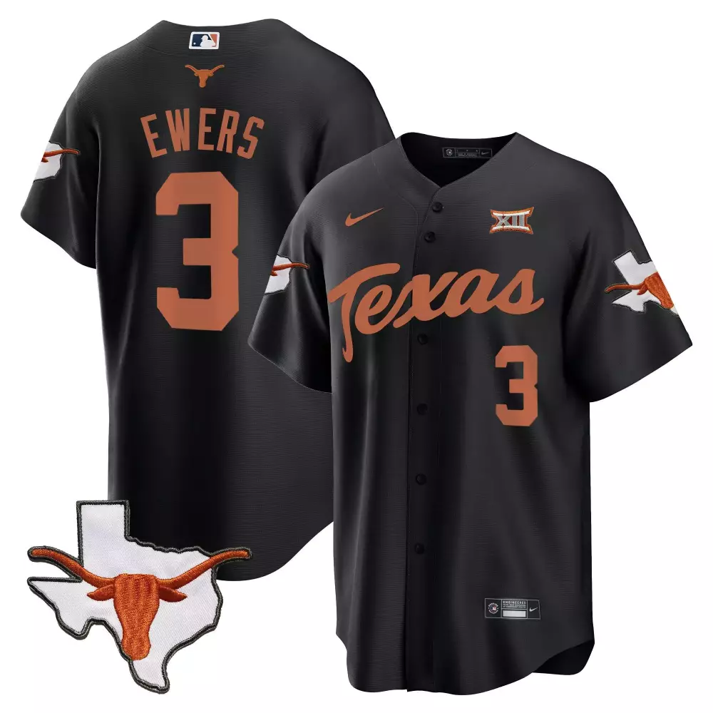 Quinn Ewers 3 Texas Longhorns Jersey Black University Of Big Men Orange White All