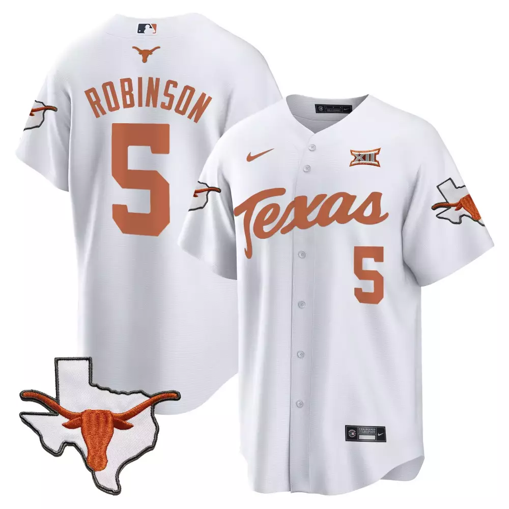 Bijan Robinson 5 Texas Longhorns Jersey White Shape Longhorn Men Orange All Stitched