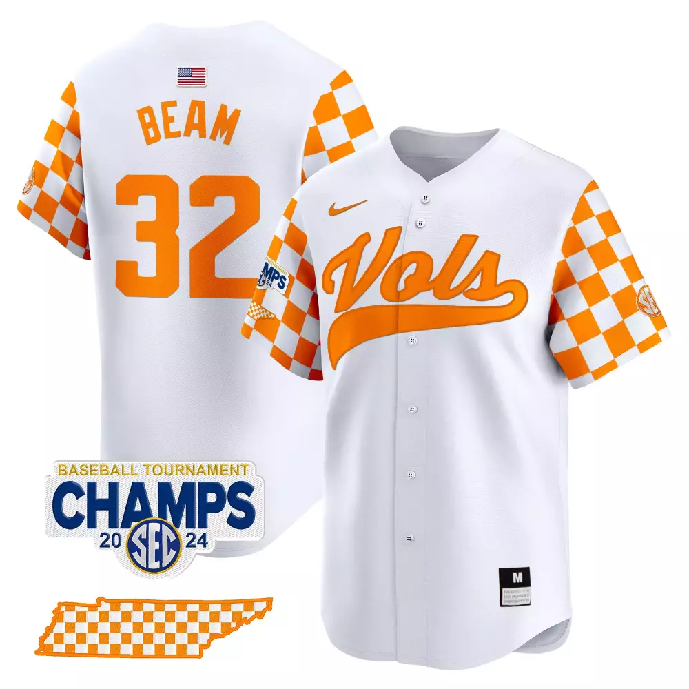 Drew Beam 32 Tennessee Volunteers Jersey White SEC Tournament Champions Mps Championship 2024