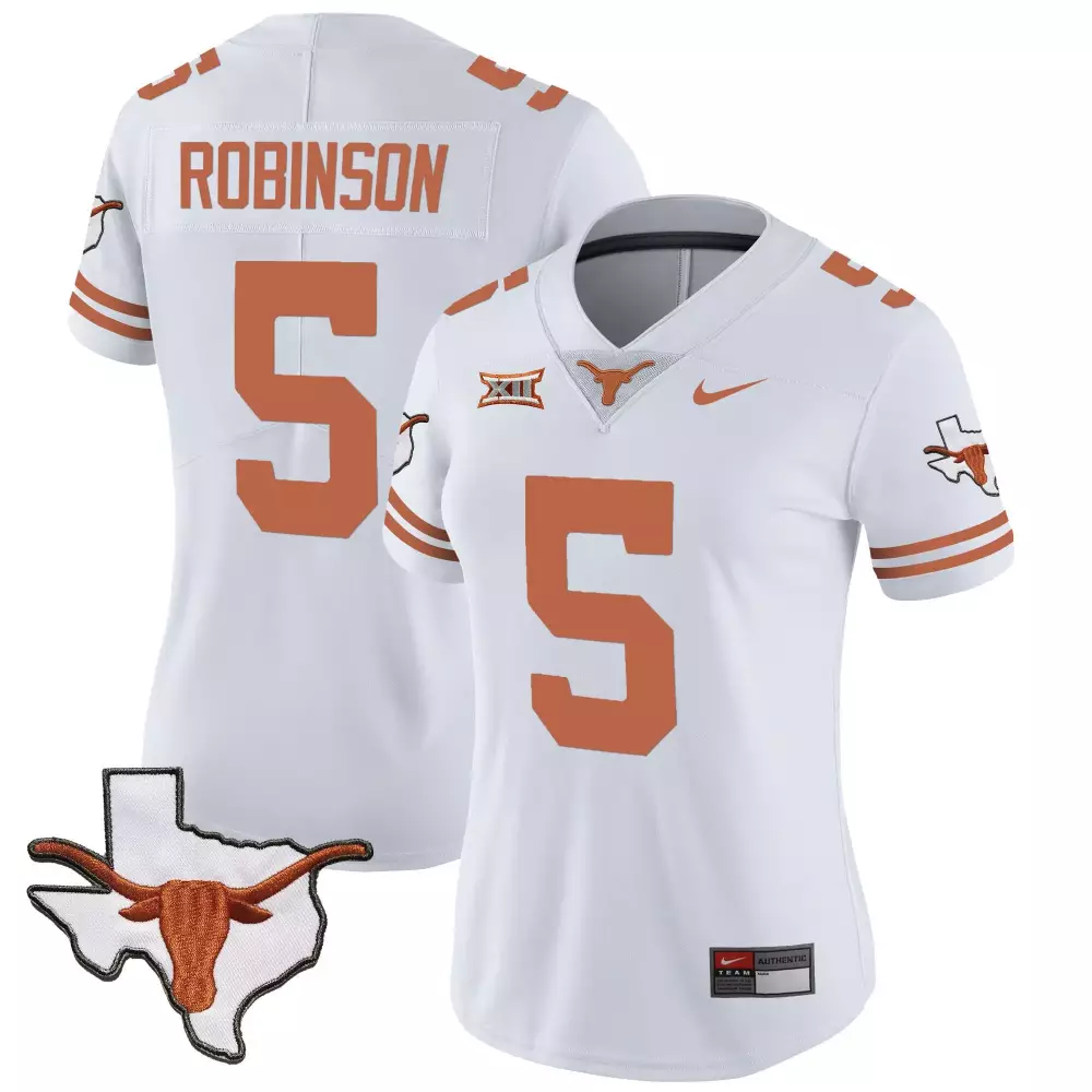 Bijan Robinson 5 Texas Longhorns Jersey White Men Orange Vapor Limited All Stitched