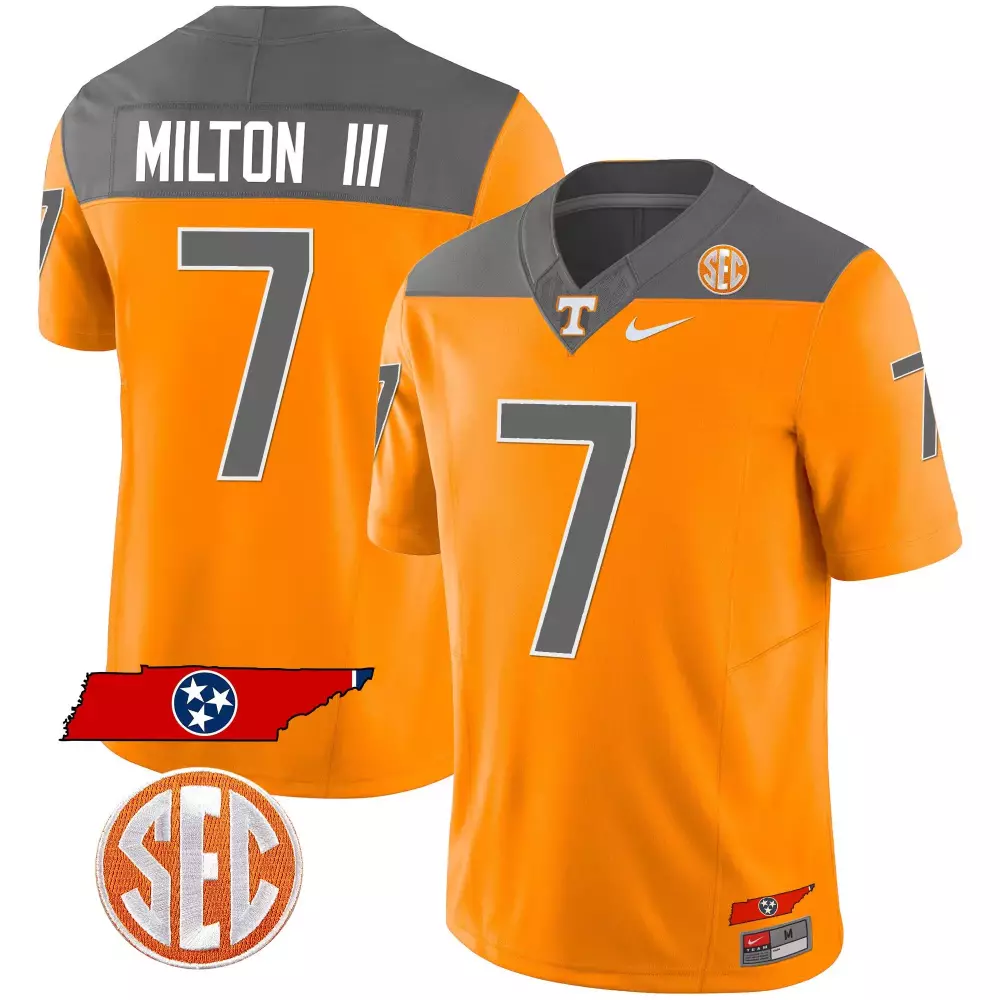 Joe Milton 7 Tennessee Volunteers Jersey Orange State Outline Men Gray Alternate