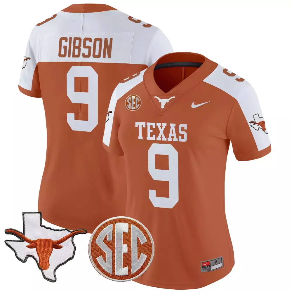Gibson SEC 9 Texas Jersey Orange Men White Stitched Vapor