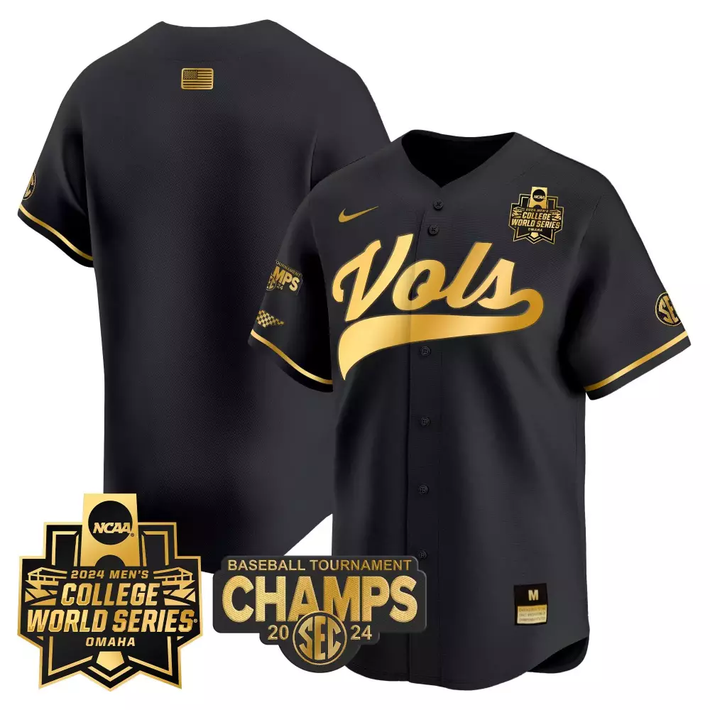 Volunteers Tournament Jersey Black 2024 Men's College World Series Tennessee Baseball Champs