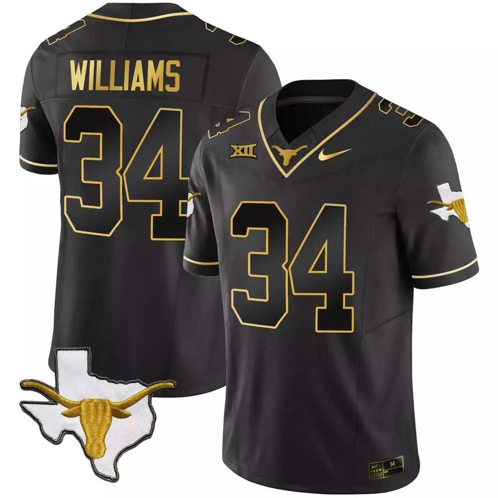 Ricky Williams 34 Texas Longhorns Jersey Black Men Gold Vapor Limited All Stitched