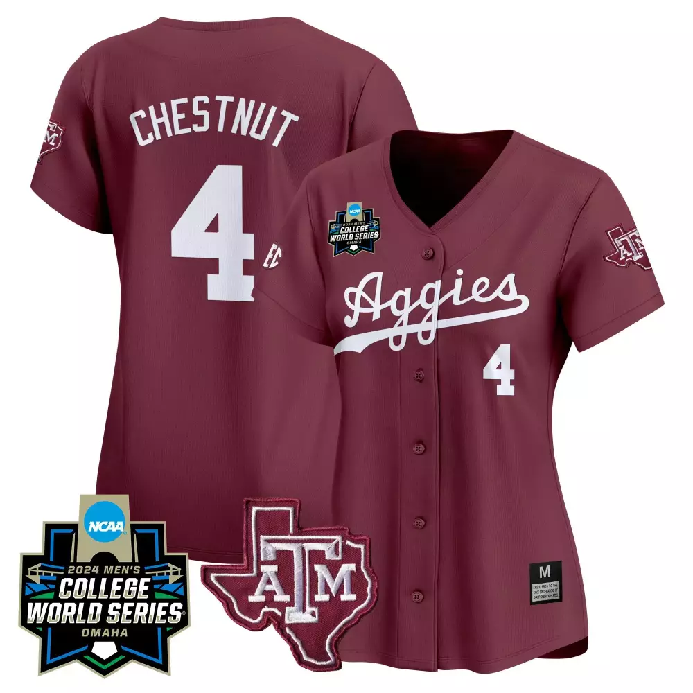 Travis Chestnut 4 Jersey Maroon College World Series Texas A&m Aggies 2024 Men White
