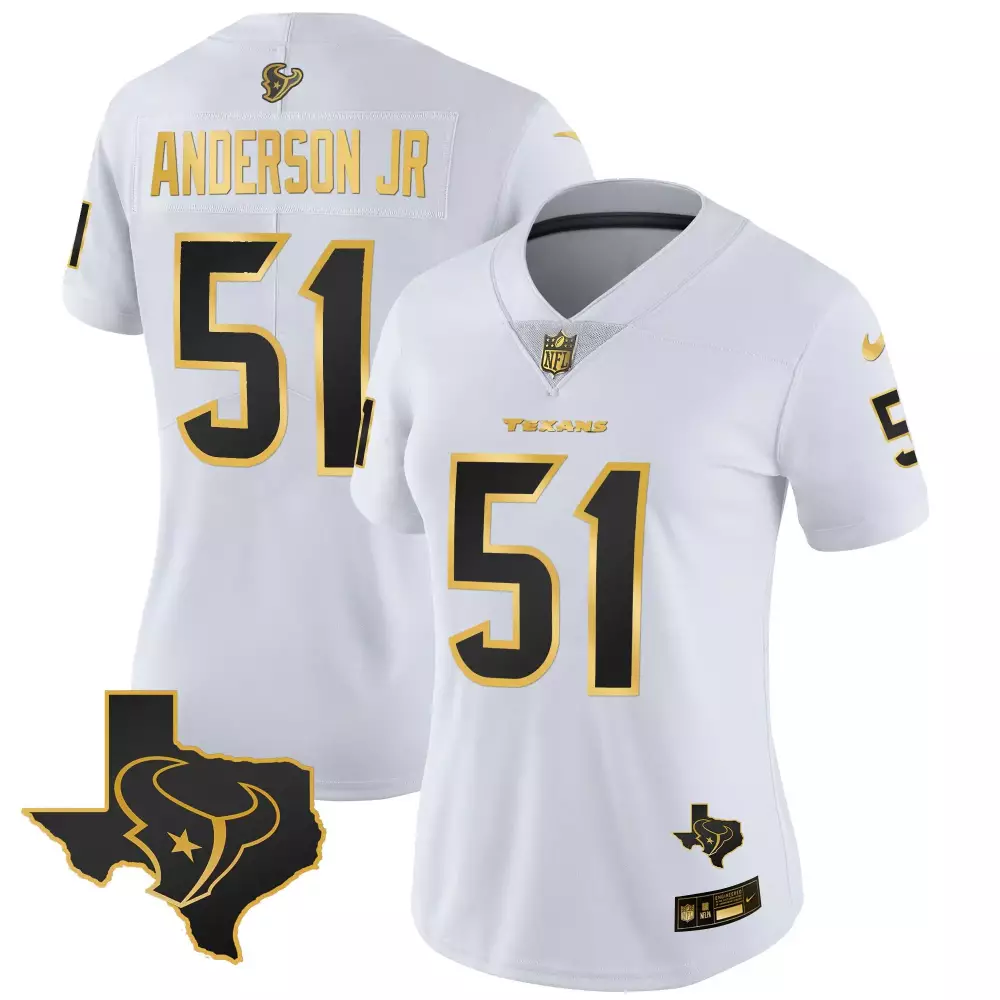 Will Anderson Jr. 51 Texans Jersey White Men Black Gold Vapor Limited All Stitched