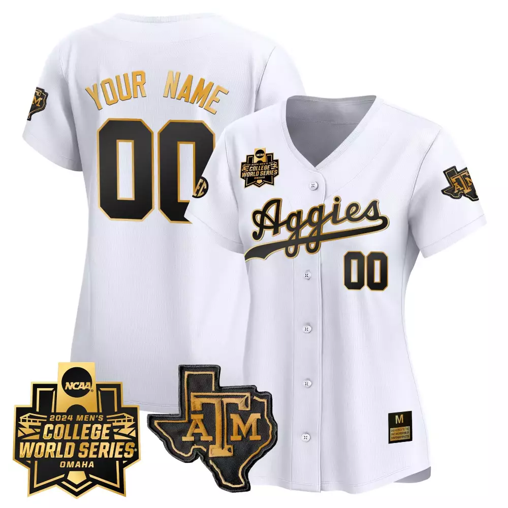 Custom Texas A&m Aggies Jersey White Men Black Gold Vapor Premier Limited All Stitched
