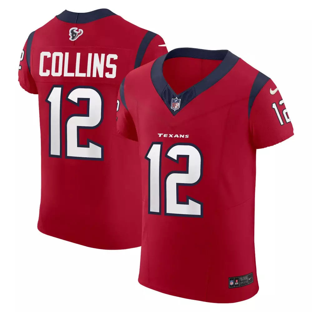 Nico Collins 12 Texans Jersey Red Men Game Navy White Vapor Elite All Stitched