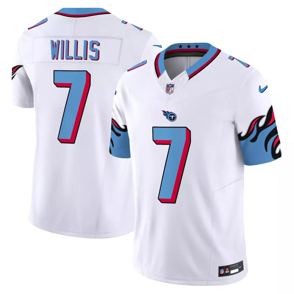 Malik Willis 7 Tennessee Titans Jersey White Men Team Alternate Light Blue Red Black