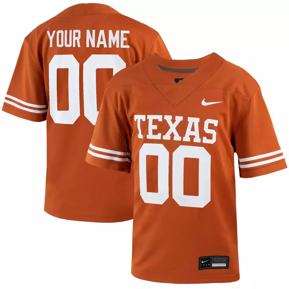 Custom Texas Jersey Orange White All Stitched Vapor