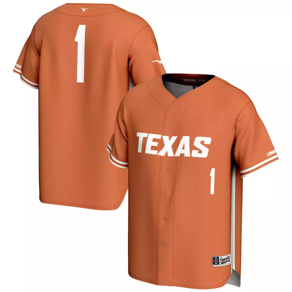 Custom Texas Longhorns 1 Jersey Orange Men White All Stitched Vapor