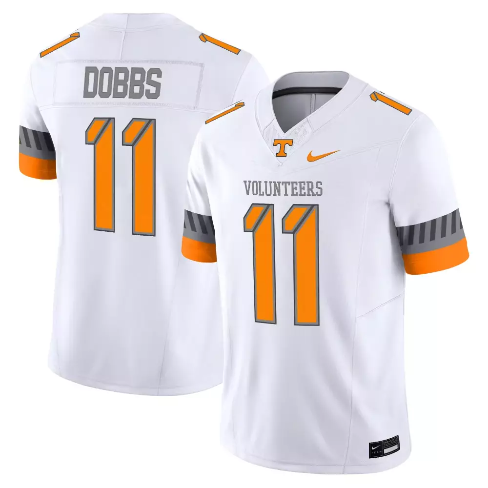 Dobbs Volunteers 11 Jersey White Tennessee Men Alternate Orange Gray Stitched Vapor