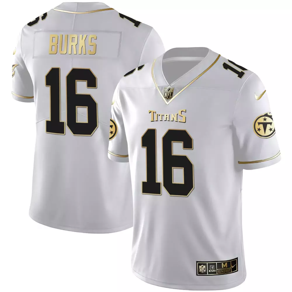 Burks 16 Titans Jersey White Men Standard Alternate Black Gold All Stitched Vapor