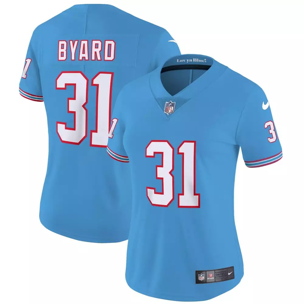 Kevin Byard 31 Tennessee Titans Jersey Light Blue Women Alternate White Red Throwback