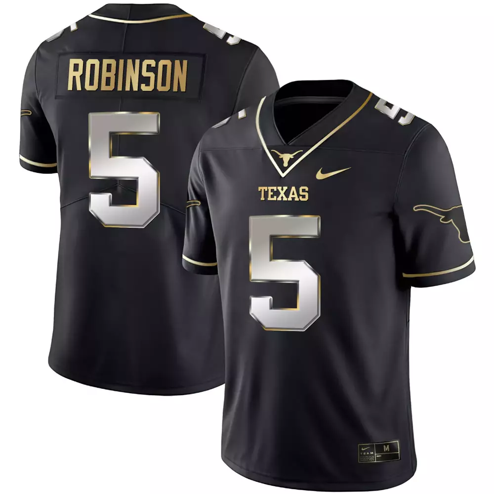 Bijan Robinson 5 Texas Jersey Black Men Gold Silver Limited All Stitched