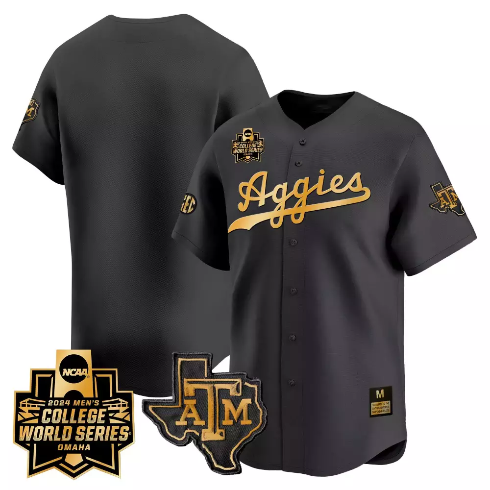 Am Aggies Texas A&m Jersey Black 2024 College World Series Tamu Men Gold Vapor Premier