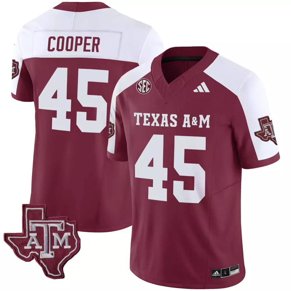 Cooper 45 Texas A&m Jersey Maroon Men White Alternate Vapor Limited All Stitched