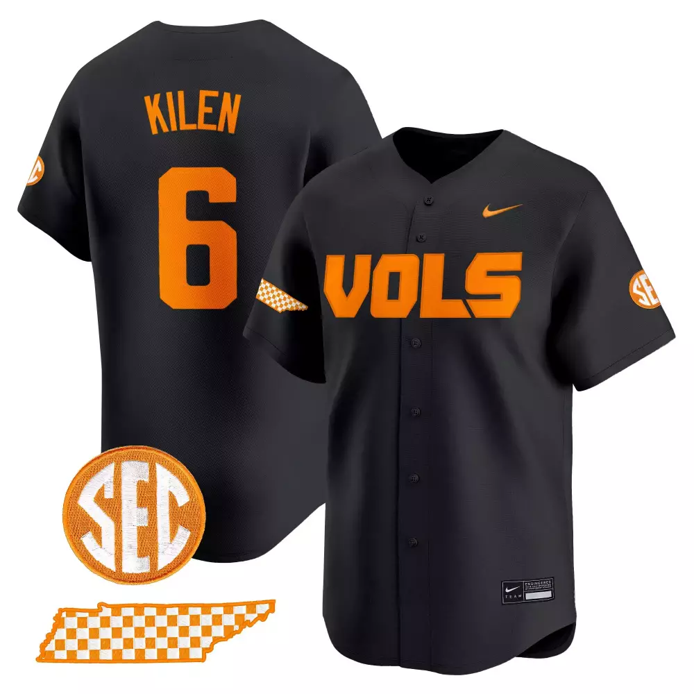 Kilen Volunteers 6 Jersey Black Tennessee Outline Men Orange Vapor Stitched