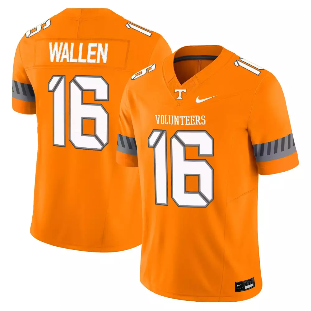 Wallen Volunteers 16 Jersey Orange Tennessee Men White Gray Stitched Vapor Limited