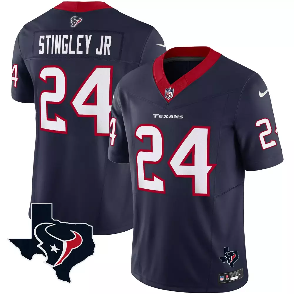 Derek Stingley Jr. 24 Texans Jersey Navy Blue Men Red White Vapor Limited All Stitched