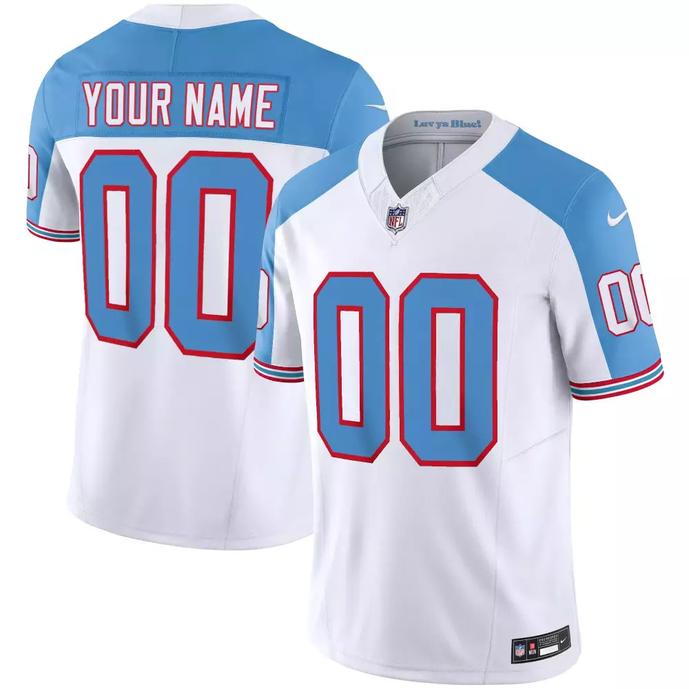 Custom Jersey White Light Blue Red Alternate Throwback Limited Vapor All Stitched