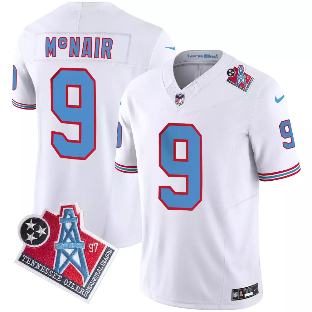 Steve Mcnair 9 Tennessee Titans Jersey White Throwback Oil Rig Men Alternate Design
