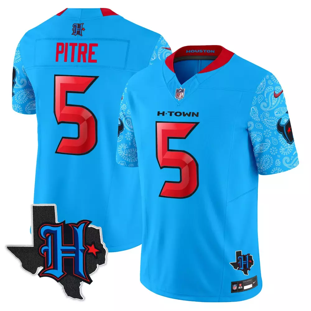 Jalen Pitre 5 Houston Texans Jersey Blue Lunar New Year Texas Outline 2023 Men Alternate