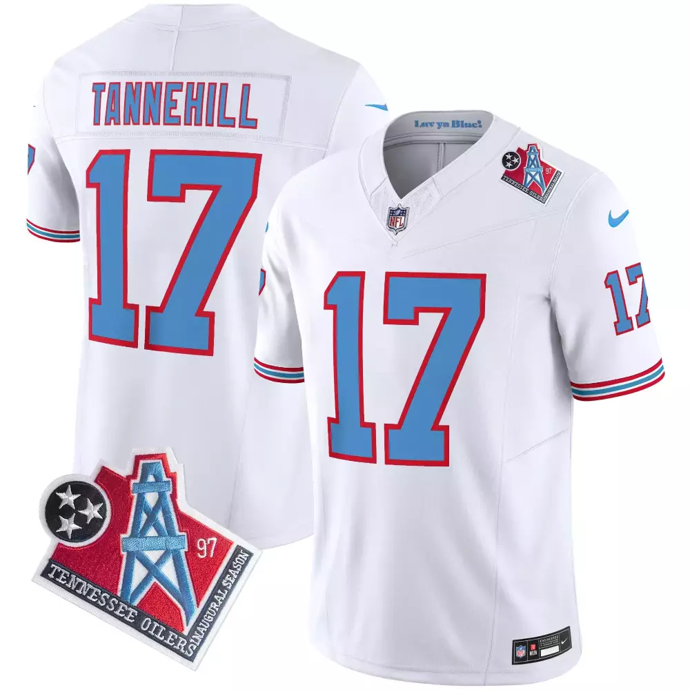 Ryan Tannehill 17 Jersey White Tennessee Oilers Throwback Titans Inaugural Season
