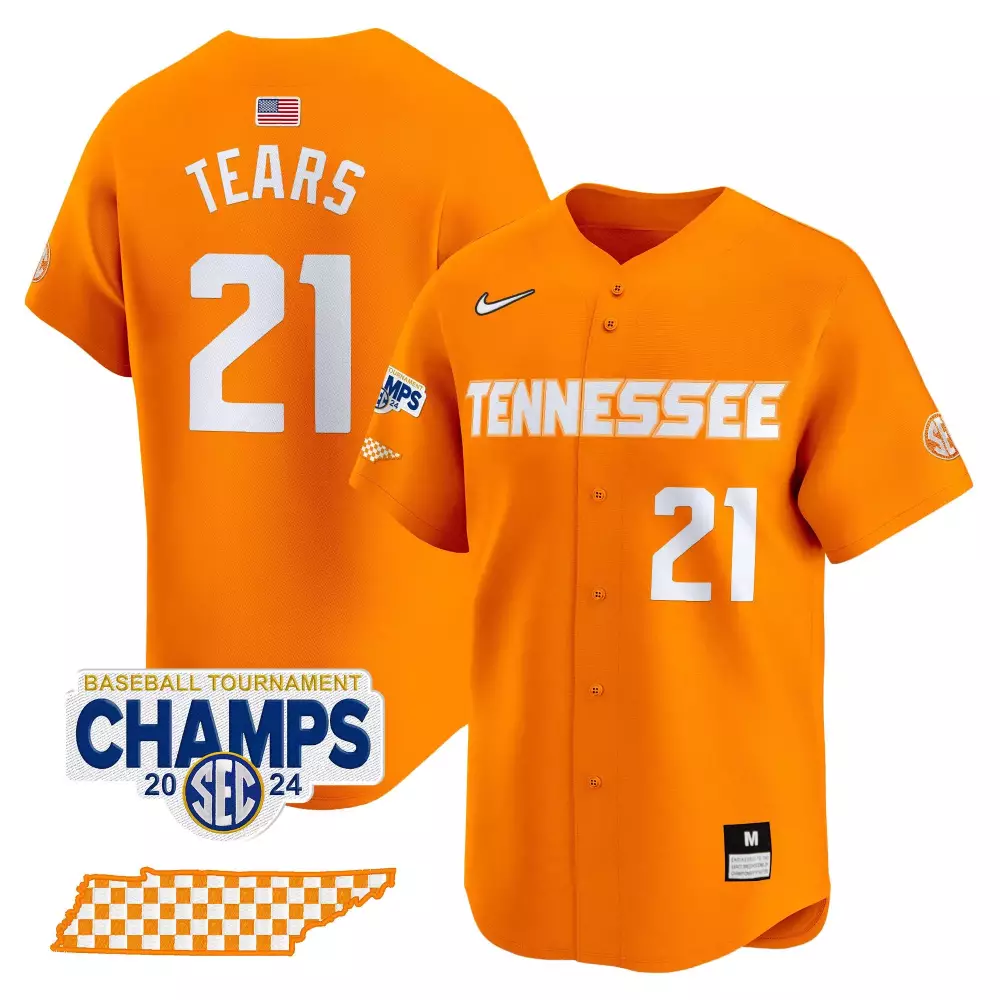 Kavares Tears 21 Tennessee Jersey Orange 2024 SEC Tournament Champs Baseball Mps