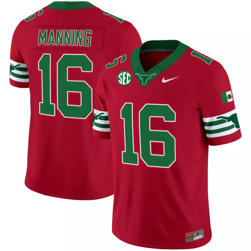Arch Manning 16 Texas Longhorns Jersey Red Mexico Day Of The Dead 2023 Men American