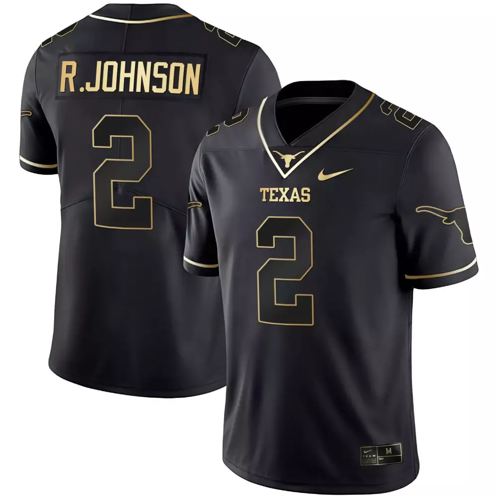 Lavon Johnson 2 Texas Jersey Black Men Gold Limited Vapor All Stitched