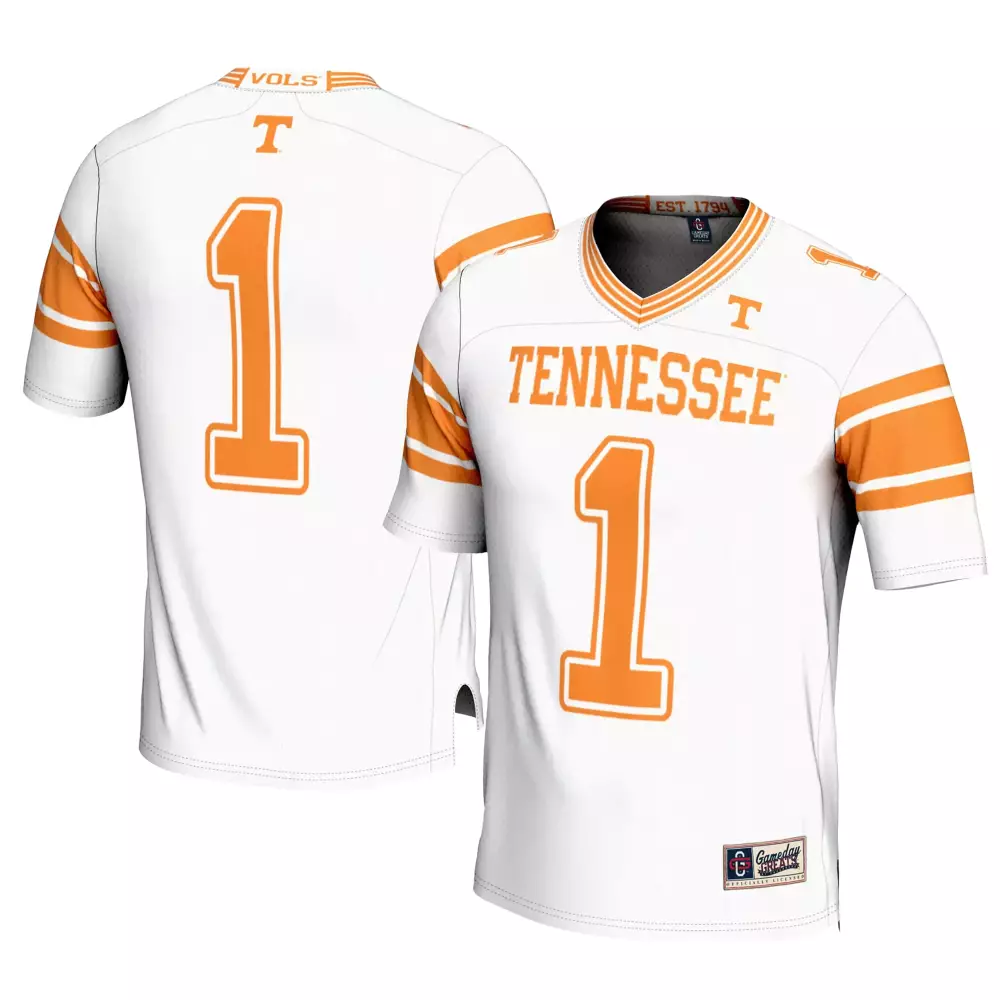 Tennessee Volunteers 1 Jersey White Men Orange All Stitched Vapor Custom