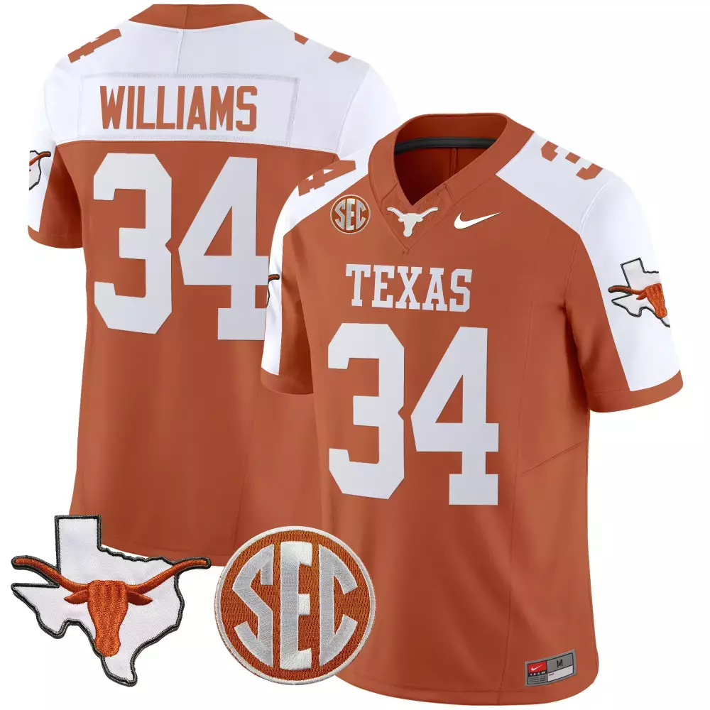 Ricky Williams 34 Texas Jersey Orange Shape Men White Alternate Vapor v2 All Stitched