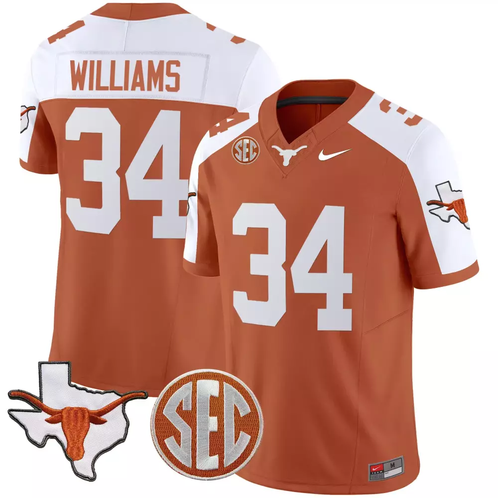 Ricky Williams 34 Texas Longhorns Jersey Orange Men White Alternate Vapor All Stitched