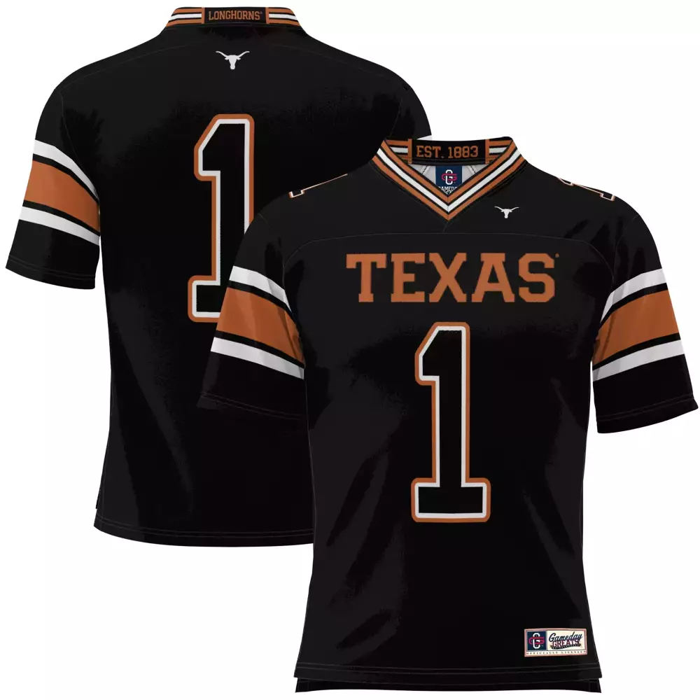 Texas Longhorns 1 Jersey Black Men Orange White All Stitched Vapor